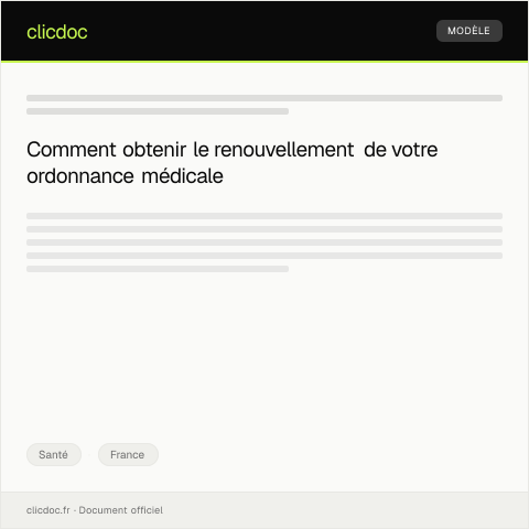 Aperçu du document Demande de renouvellement d’une ordonnance médicale — Santé, France