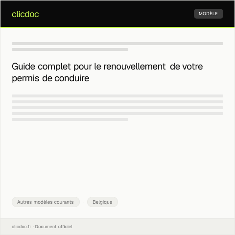 Aperçu du document Demande de renouvellement de permis de conduire belge — Autres modèles courants, Belgique