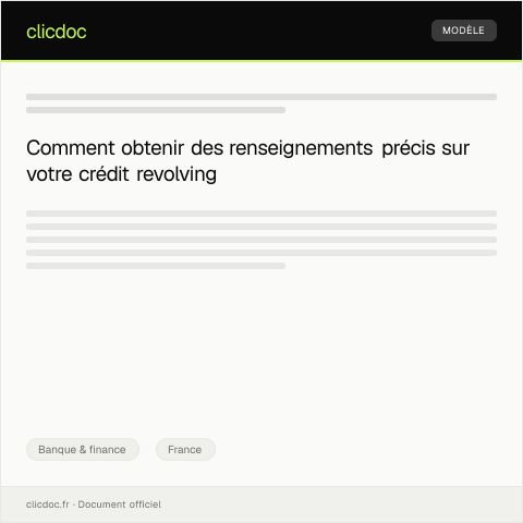 Aperçu du document Demandes de renseignements pour un crédit renouvelable — Banque & finance, France