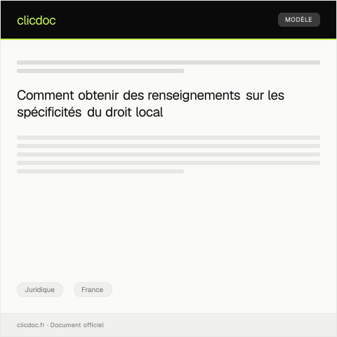 Aperçu du document Demande de renseignements sur la législation locale — Juridique, France