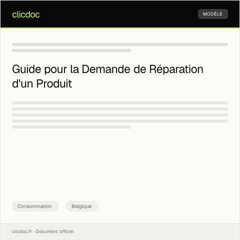 Aperçu du document Demande de réparation en cas de dommage causé par un produit — Consommation, Belgique