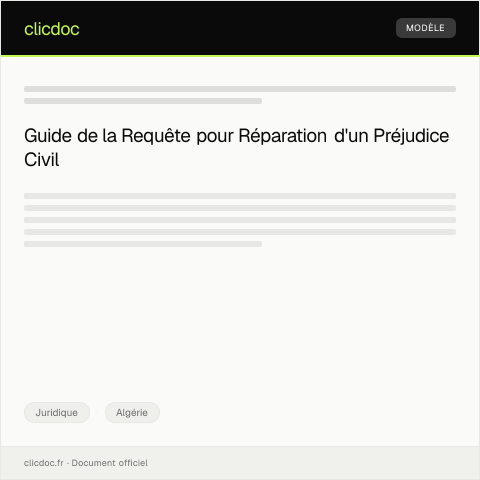 Aperçu du document Requête pour la réparation d’un préjudice civil — Juridique, Algérie