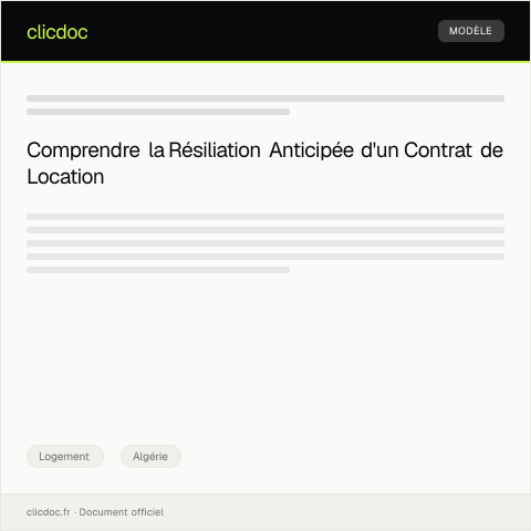 Aperçu du document Demande de résiliation anticipée du contrat de location auprès du bailleur — Logement, Algérie