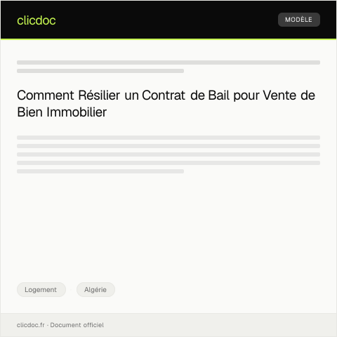 Aperçu du document Demande de résiliation du contrat de bail pour motif de vente du bien immobilier — Logement, Algérie