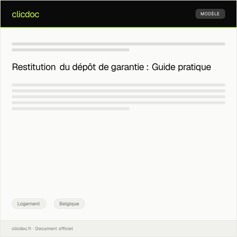 Aperçu du document Demande de restitution du dépôt de garantie suite à l'état des lieux de sortie — Logement, Belgique