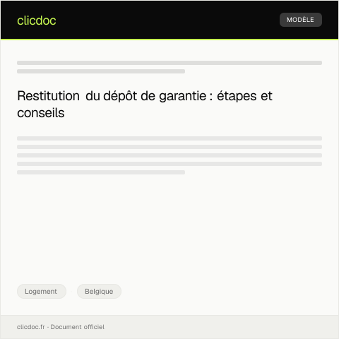Aperçu du document Demande de restitution du dépôt de garantie après fin de bail — Logement, Belgique