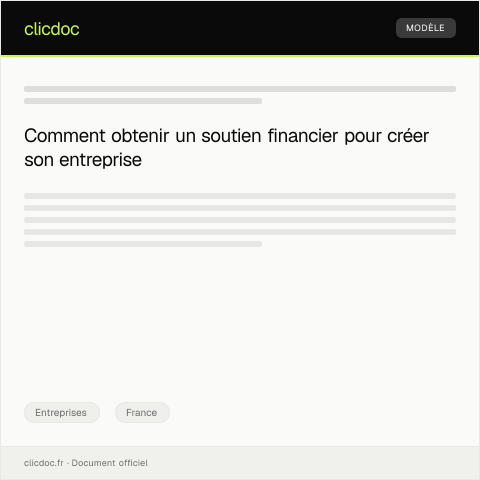Aperçu du document Demande de soutien à la création d’entreprise — Entreprises, France