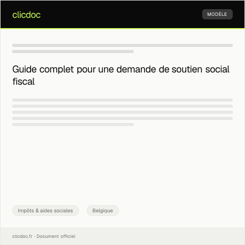 Aperçu du document Demande de soutien pour dossier social fiscal — Impôts & aides sociales, Belgique