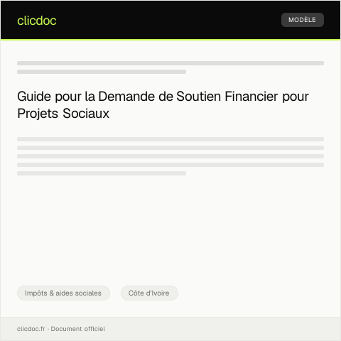 Aperçu du document Demande de Soutien Financier pour Projets Sociaux — Impôts & aides sociales, Côte d'Ivoire
