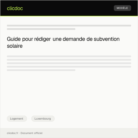 Aperçu du document Formulaire de demande de subvention pour installations solaires — Logement, Luxembourg