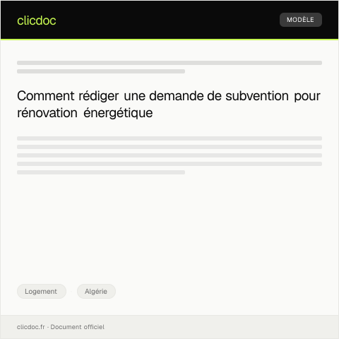 Aperçu du document Demande de subvention pour rénovation énergétique — Logement, Algérie