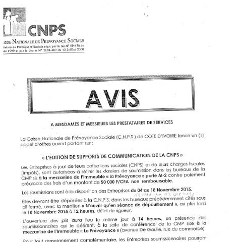Aperçu du document L’EDITION DE SUPPaORTS DE COMMUNICATION DE LA CNPS — Document CNPS (prévoyance sociale), Côte d'Ivoire