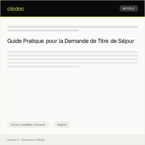 Aperçu du document Demande de titre de séjour — Autres modèles courants, Algérie