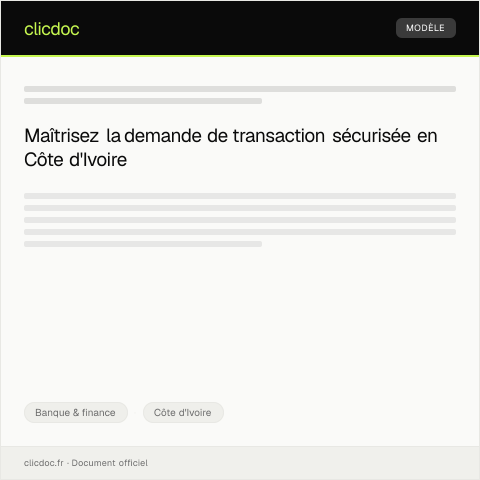 Aperçu du document Demande de transaction sécurisée pour opérations sensibles — Banque & finance, Côte d'Ivoire