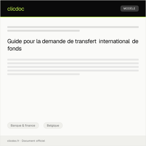 Aperçu du document Demande de transfert international de fonds — Banque & finance, Belgique