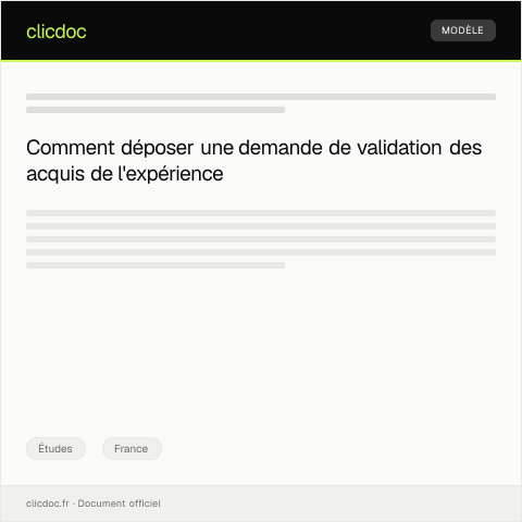 Aperçu du document Demande de validation des acquis — Études, France