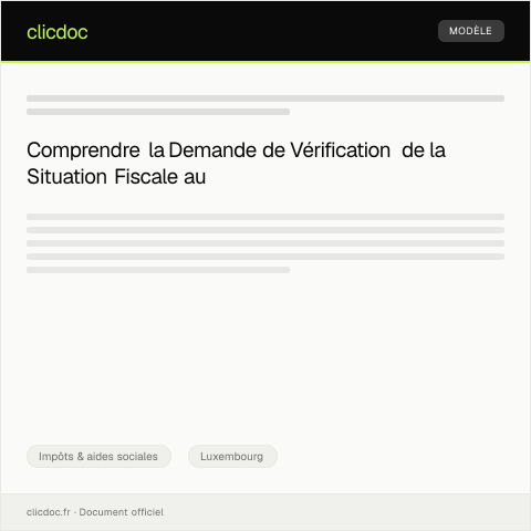 Aperçu du document Demande de Vérification de la Situation Fiscale — Impôts & aides sociales, Luxembourg