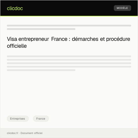 Aperçu du document Demande de visa pour entrepreneur — Entreprises, France