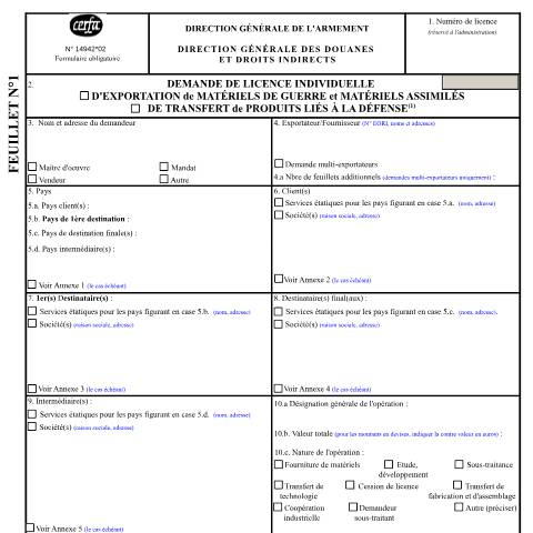 Aperçu du document Demander un permis de transfert d'armes à feu et de munitions vers un pays non européen — Particuliers, France (CERFA n°14942)