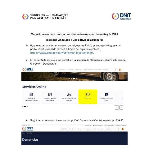 Vista previa del documento Guia paso a paso - Registro de denuncia al contribuyente — Guias, Paraguay