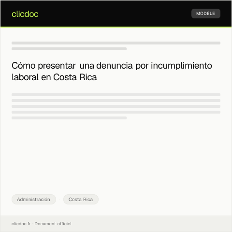 Vista previa del documento Presentar denuncia formal por condiciones laborales incumplidas ante el Ministerio de Trabajo — Administración, Costa Rica