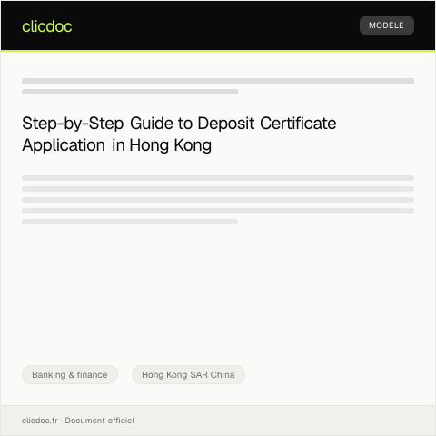 Document preview: Deposit Certificate Application / 存款證明申請 — Banking & finance, Hong Kong SAR China
