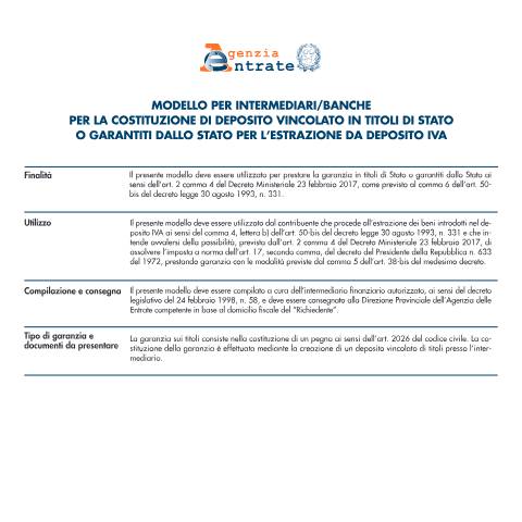 Anteprima documento Deposito Iva garanzia — Comunicazioni, Italia