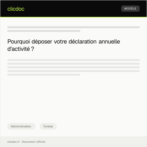 Aperçu du document Dépôt de déclaration annuelle d’activité au registre du commerce — Administration, Tunisie
