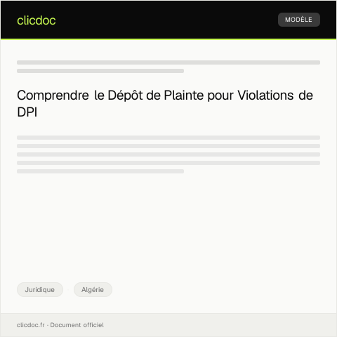 Aperçu du document Dépôt de Plainte pour Violation de Droits de Propriété Intellectuelle — Juridique, Algérie