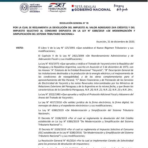 Vista previa del documento RG 78 — Iva, Paraguay