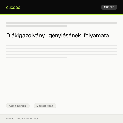 Document preview: Diákigazolvány új kérvényezése vagy pótlása — Adminisztráció, Magyarország