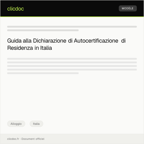 Anteprima documento Dichiarazione di autocertificazione di residenza — Alloggio, Italia