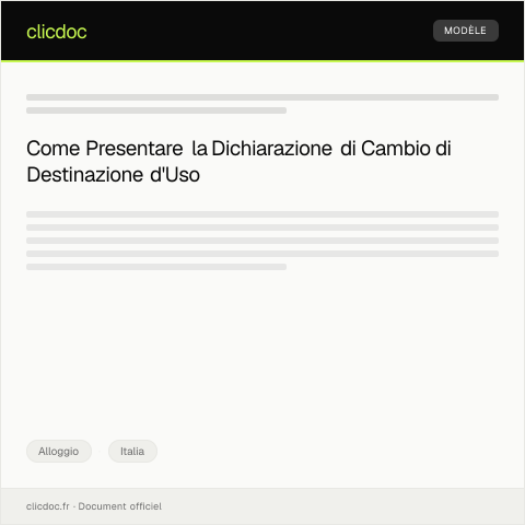 Anteprima documento Dichiarazione di cambio di destinazione d’uso — Alloggio, Italia