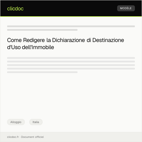 Anteprima documento Dichiarazione di destinazione d’uso dell’immobile — Alloggio, Italia