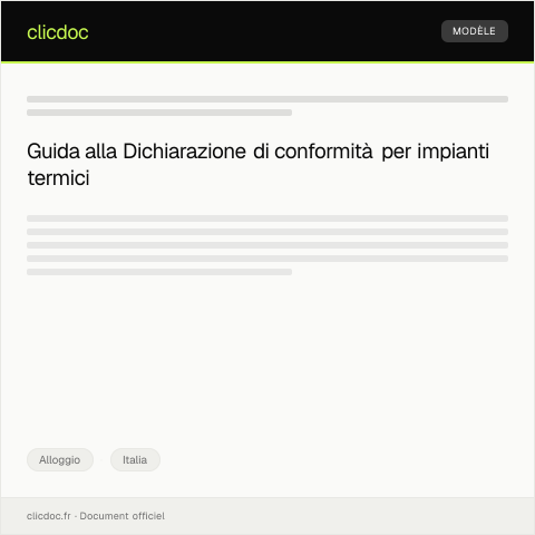 Anteprima documento Dichiarazione di conformità impianti termici — Alloggio, Italia