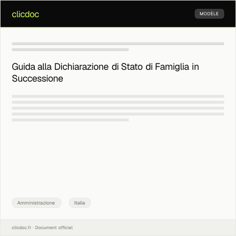 Anteprima documento Dichiarazione di stato di famiglia ai fini di pratiche di successione — Amministrazione, Italia