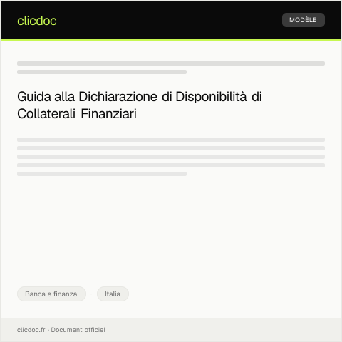 Anteprima documento Dichiarazione di Disponibilità di Collaterali Finanziari — Banca e finanza, Italia