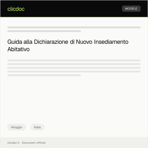 Anteprima documento Dichiarazione di nuovo insediamento abitativo — Alloggio, Italia