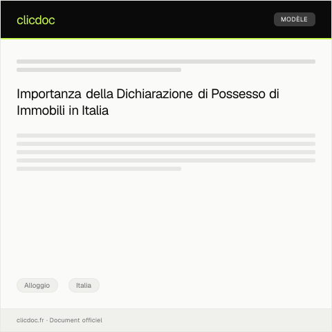 Anteprima documento Dichiarazione di possesso di immobili ai fini fiscali — Alloggio, Italia