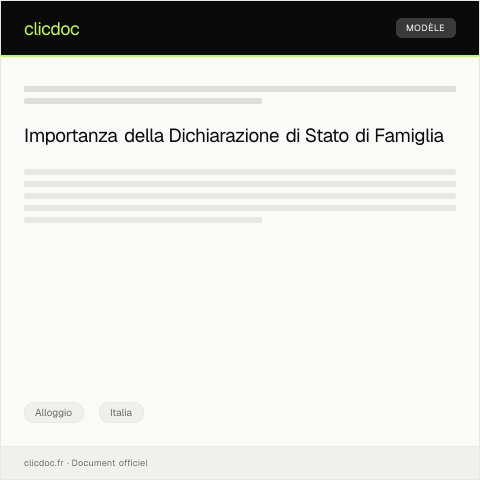 Anteprima documento Dichiarazione di stato di famiglia per pratiche di abitazione — Alloggio, Italia