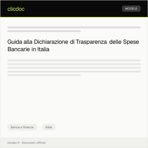 Anteprima documento Dichiarazione di Trasparenza delle Spese Bancarie — Banca e finanza, Italia