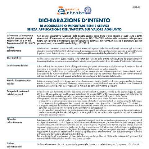 Anteprima documento Dichiarazioni di intento — Dichiarazioni, Italia