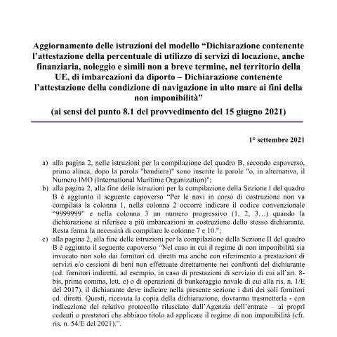 Anteprima documento Dichiarazioni per beneficiare della non imponibilità dell’Iva sui servizi di locazione, anche finanziaria, noleggio e simili, non a breve termine di imbarcazioni da diporto e di navigazione in alto mare — Dichiarazioni, Italia