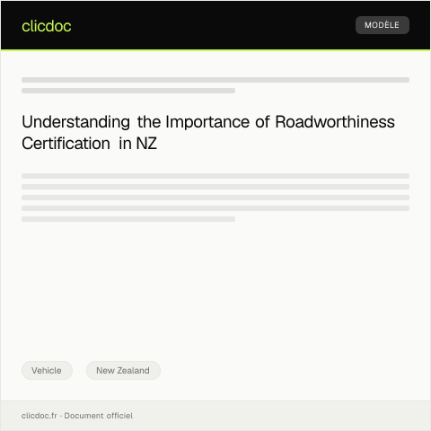 Document preview: Digital Application for Certificate of Roadworthiness — Vehicle, New Zealand