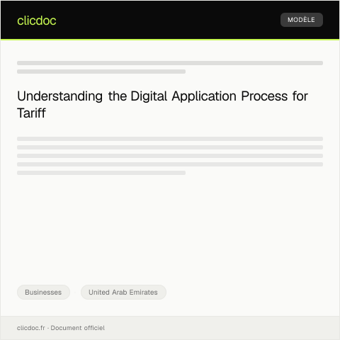 Document preview: Digital Application for Import and Export Tariff Classification — Businesses, United Arab Emirates