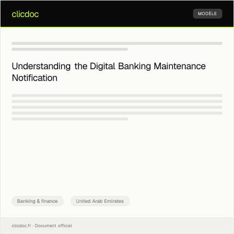 Document preview: Notification of Digital Banking Maintenance Schedule / إشعار بجدول صيانة الخدمات المصرفية الرقمية — Banking & finance, United Arab Emirates