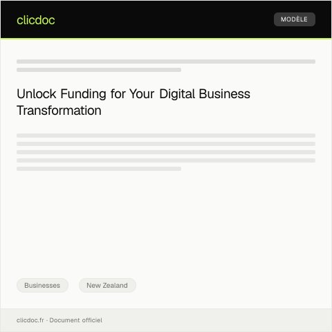 Document preview: Application for Digital Business Transformation Grants / Tono mō ngā Tautoko Whakaaturanga Pakihi Rorohiko — Businesses, New Zealand