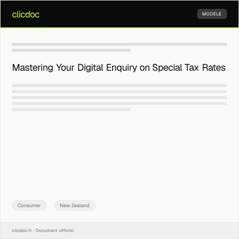Document preview: Digital Enquiry on Special Tax Rates — Consumer, New Zealand