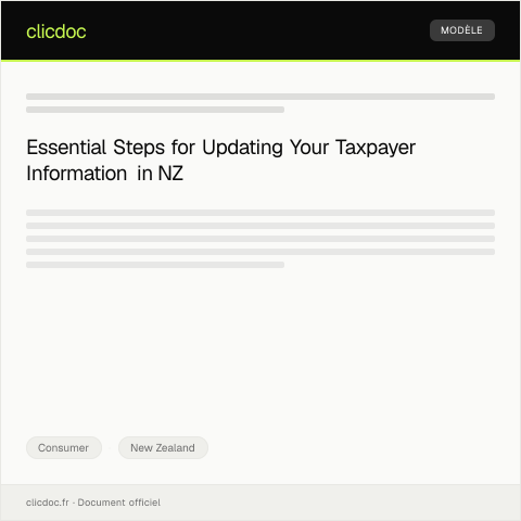 Document preview: Digital Form for Taxpayer Information Update — Consumer, New Zealand
