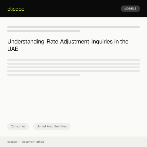 Document preview: Digital Application for Rate Adjustment Inquiry (طلب استعلام عن تعديل السعر رقمياً) — Consumer, United Arab Emirates